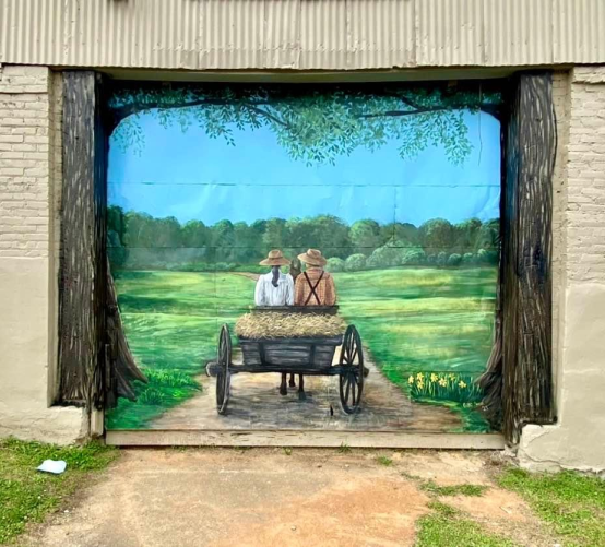 horse drawn cart mural